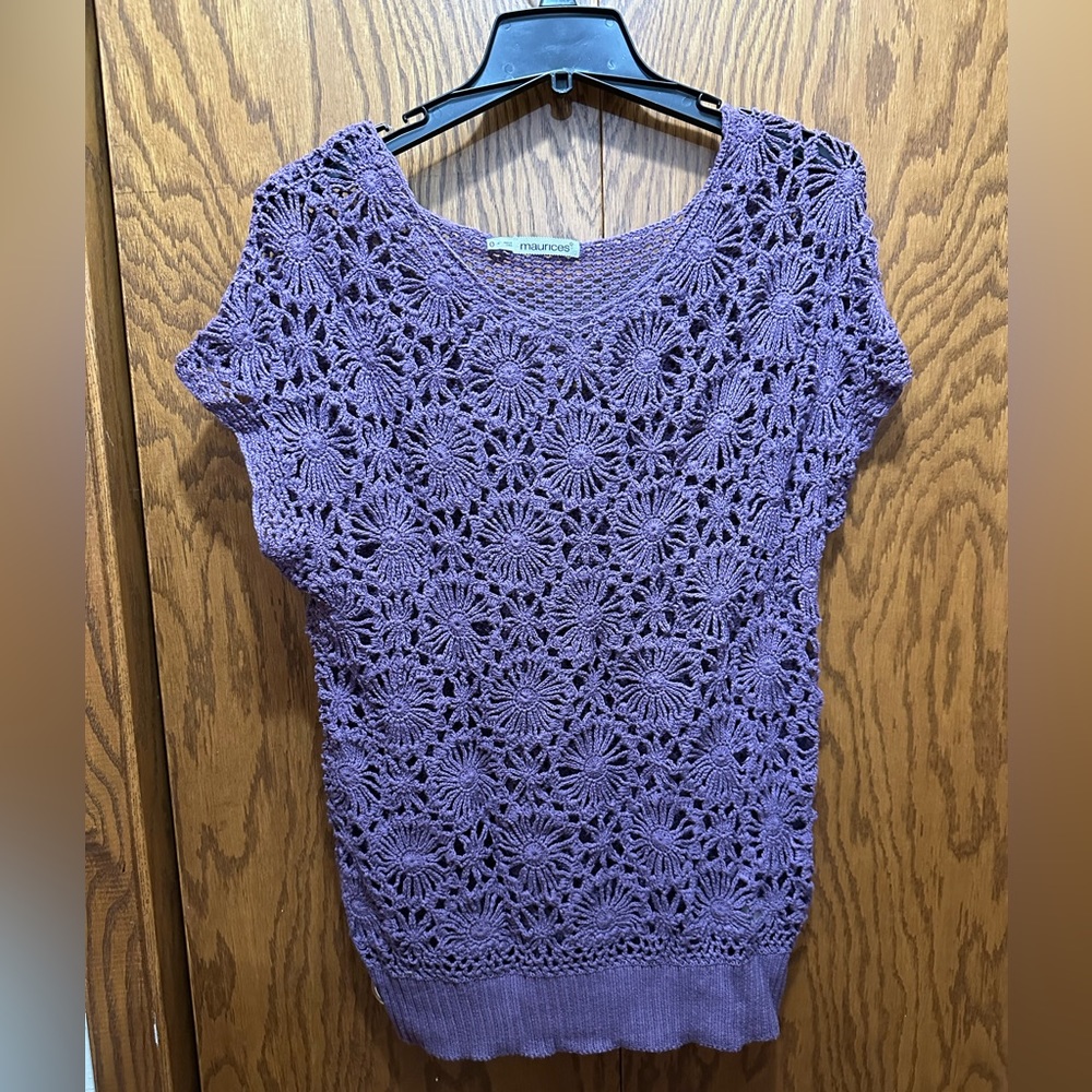 PURPLE Crocheted Sweater or Over layer. MAURICES Sz0
